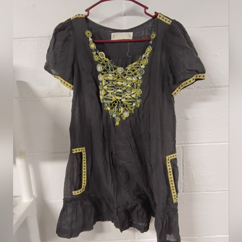 Black Tunic with Yellow Embroidery